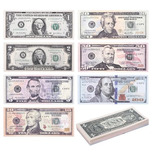 140 Stück Spielgeld Fake Geld, 7 Verschiedene Werte Dollar Scheine, Prop Money Geldscheine für Kinderspielhaus, Prank Artikel, Money Gun 140 Stück Spielgeld Fake Geld, 7 Verschiedene Werte Dollar Scheine, Prop Money Geldscheine für Kinderspielhaus, Prank Artikel, Money Gun von Chanumetal