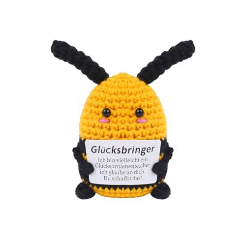 Pocket Hug Bee Häkeltiere Glücksbringer, Lustige Geschenke Biene Mutmacher Geschenk mit Lucky Charms, Positive Gelbe Bienen Gehäkelte Ornamente für Damen und Kinder von Chanumetal