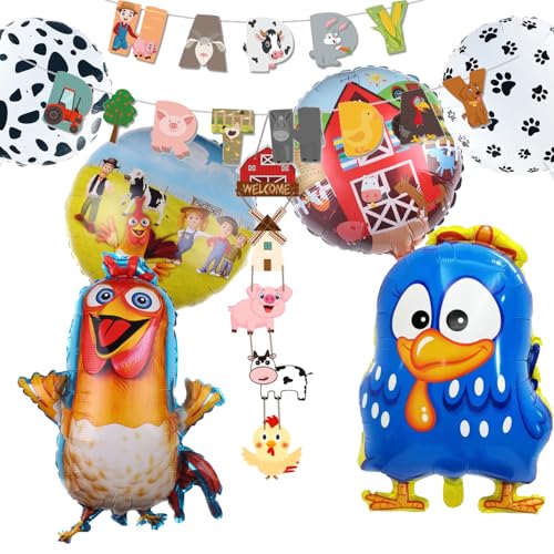 Luftballons Bauernhof Geburtstag Deko, 6 StüCk Bauernhof Luftballons Tiere Kit+ Happy Birthday Banner Deko, Kindergeburtstag Tier Folienballon Set Luftballons Bauernhof Geburtstag Deko, 6 StüCk Bauernhof Luftballons Tiere Kit+ Happy Birthday Banner Deko, Kindergeburtstag Tier Folienballon Set von Chaopisz