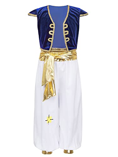 Chaoyinn Jungen Arabischer Prinz-Kostüm, Halloween-Outfits, fliegende Ärmel, Hemden und goldene Gürtel, Laternenhose, Königsblau, 3–4 Jahre Chaoyinn Jungen Arabischer Prinz-Kostüm, Halloween-Outfits, fliegende Ärmel, Hemden und goldene Gürtel, Laternenhose, Königsblau, 3–4 Jahre von Chaoyinn