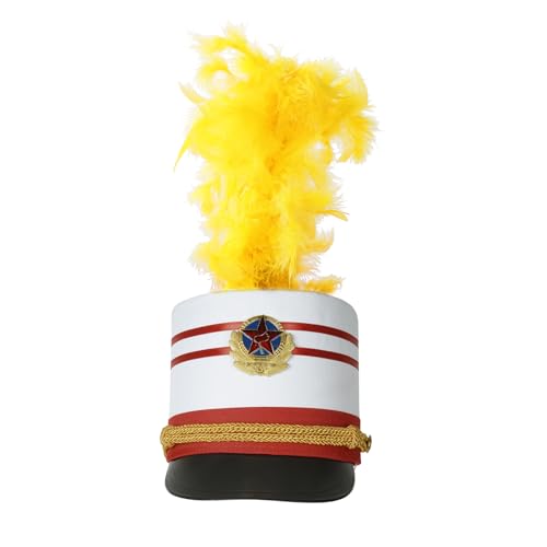 Chaoyinn Kind Junge Mädchen Hut Majorette Trommel Schlagzeuger Hut Soldat Spielzeug Mütze Drum Band Fanfare Kostüm Fest Bühne Auftritt Cosplay Feder Typ A Einheitsgröße von Chaoyinn