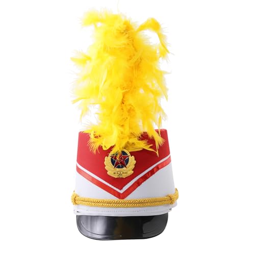 Chaoyinn Kind Junge Mädchen Hut Majorette Trommel Schlagzeuger Hut Soldat Spielzeug Mütze Drum Band Fanfare Kostüm Fest Bühne Auftritt Cosplay Feder Typ C Einheitsgröße von Chaoyinn