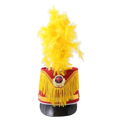 Chaoyinn Kind Junge Mädchen Hut Majorette Trommel Schlagzeuger Hut Soldat Spielzeug Mütze Drum Band Fanfare Kostüm Fest Bühne Auftritt Cosplay Feder Typ D Einheitsgröße von Chaoyinn