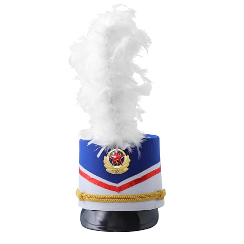 Chaoyinn Kind Junge Mädchen Hut Majorette Trommel Schlagzeuger Hut Soldat Spielzeug Mütze Drum Band Fanfare Kostüm Fest Bühne Auftritt Cosplay Feder Typ F Einheitsgröße von Chaoyinn