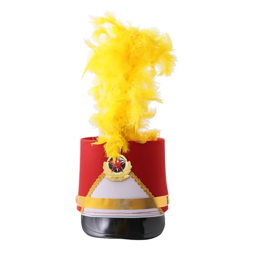 Chaoyinn Kind Junge Mädchen Hut Majorette Trommel Schlagzeuger Hut Soldat Spielzeug Mütze Drum Band Fanfare Kostüm Fest Bühne Auftritt Cosplay Feder Typ J Einheitsgröße von Chaoyinn