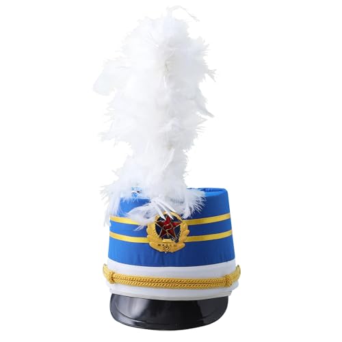 Chaoyinn Kind Junge Mädchen Hut Majorette Trommel Schlagzeuger Hut Soldat Spielzeug Mütze Drum Band Fanfare Kostüm Fest Bühne Auftritt Cosplay Feder Typ L Einheitsgröße von Chaoyinn