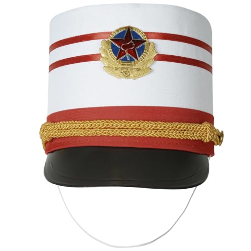 Chaoyinn Kind Junge Mädchen Hut Majorette Trommel Schlagzeuger Hut Soldat Spielzeug Mütze Drum Band Fanfare Kostüm Fest Bühne Auftritt Cosplay Typ A Rot Einheitsgröße von Chaoyinn