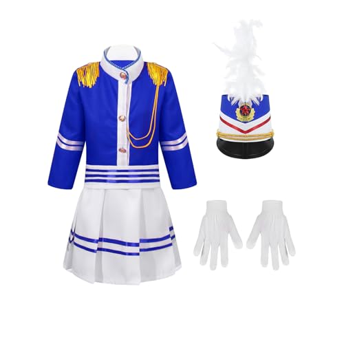 Chaoyinn Kinderkostüm Königliche Garde Junge Mädchen Karneval Uniform Fanfare Soldat Halloween Kostüm Fest Cosplay Königsblau B 146-152 von Chaoyinn