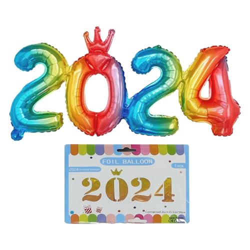 2024 Neujahrsballons | 16 Zoll Gold-Silber-Rosen-Zahlen-Folienballons | Eve Party Supplies, Jubiläumsfeier, Abschlussdekoration, Heimdekoration für Neujahr von Chappal