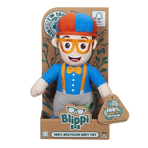 Blippi Eco Stofftier, 100% recycelte Materialien, Blippi Geschenk, nachhaltiges Spielzeug, superweicher Plüsch von Character Options