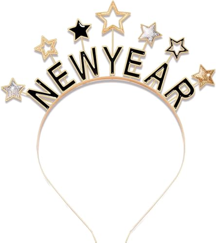 Happy New Year Haarreif, Silvester Haarreif 2025 Silvester Haarschmuck Haarreifen, Silvester Kopfschmuck Erwachsene Silvester Outfit Damen Herren Kinder Haarreif Sterne Silvester Accessoires Geschenke Happy New Year Haarreif, Silvester Haarreif 2025 Silvester Haarschmuck Haarreifen, Silvester Kopfschmuck Erwachsene Silvester Outfit Damen Herren Kinder Haarreif Sterne Silvester Accessoires Geschenke von Charfia