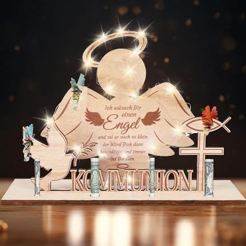 Kommunion Geschenke für Mädchen Junge, Holz Konfirmation Geschenk Kommunion Mädchen Junge mit Weiß LED Lichterkette, Geldgeschenke Kommunion Konfirmation Taufgeschenke für Mädchen Kommunionsgeschenke Kommunion Geschenke für Mädchen Junge, Holz Konfirmation Geschenk Kommunion Mädchen Junge mit Weiß LED Lichterkette, Geldgeschenke Kommunion Konfirmation Taufgeschenke für Mädchen Kommunionsgeschenke von Charfia