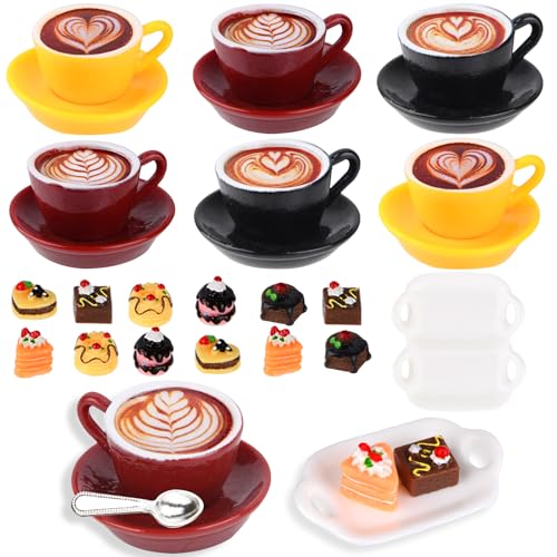 Puppenhaus Zubehör, 26 Stück Miniatur Essen und Trinken, 1/12 Miniatur Lebensmittel Puppenhaus Zubehör, Miniatur Zubehör Harz Lebensmittel Spielzeug Set mit Kaffee Backen Kuchen Puppenhaus Zubehör, 26 Stück Miniatur Essen und Trinken, 1/12 Miniatur Lebensmittel Puppenhaus Zubehör, Miniatur Zubehör Harz Lebensmittel Spielzeug Set mit Kaffee Backen Kuchen von Charfia