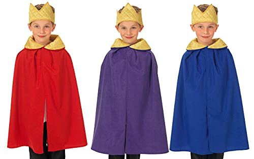 Charlie Crow Blauer König und Königin. Mit goldener Krone. Kostüm für Kinder. Einheitsgröße (3-8 Jahre). von Charlie Crow