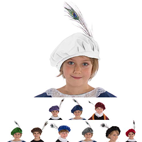Charlie Crow Mittelalter Mütze Kostüm für Kinder | Weiß. | Einheitsgröße (3-8 Jahre). von Charlie Crow