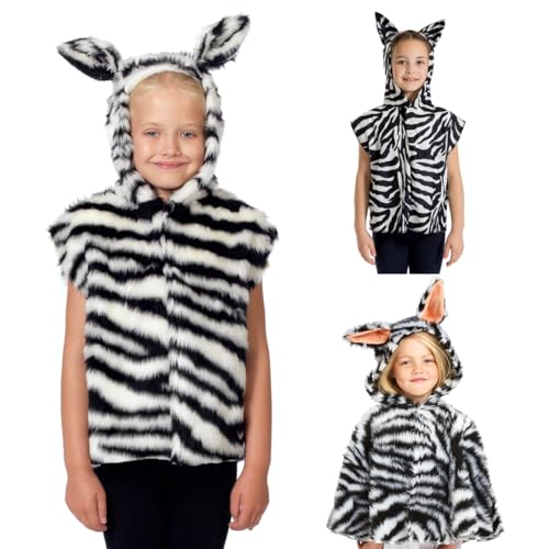 Charlie Crow Pelz Zebra Umhang Kostüm Für Kinder - Einheitsgröße 3-5 Jahre. von Charlie Crow