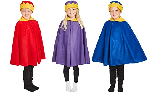 Toddler King/Queen Cape und Crown Kostüm für Kinder | Einheitsgröße 3-5 Jahre | 3 Farben (Blau) von Charlie Crow