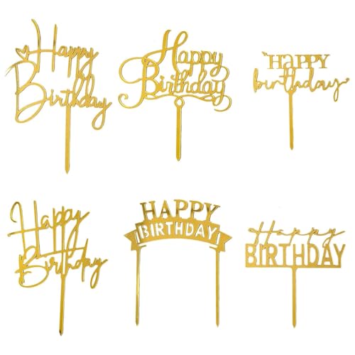 CharmBurst 6 Stück Happy Birthday Tortendeko Gold, Kuchendeko, Cake Topper, Cupcake Topper - Geburtstag Deko CharmBurst 6 Stück Happy Birthday Tortendeko Gold, Kuchendeko, Cake Topper, Cupcake Topper - Geburtstag Deko von CharmBurst