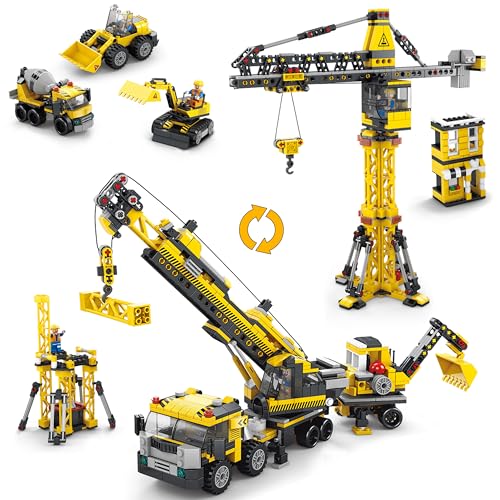 Charmofun 2-in-1 Technik Kran LKW, Bauspielzeug Set für Jungen und Mädchen von Charmofun