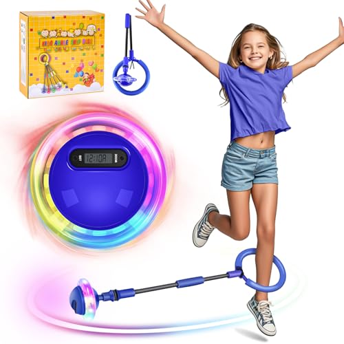 Charmofun Springring Fußkreisel, Swing Wheel mit Lichtrad, Blinkender Springring Fußkreisel mit Tragetasche, Jumping Ball Für Geschicklichkeitsspiele Für Kinder Oder Erwachsene von Charmofun