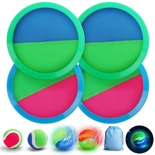Charmofun Klettballspiel für Kinder, Leuchtend Strandspielzeug Wurfspiel, Klettball Fangballspiel Outdoor Gartenspielzeug, Sommer Ballspiele Kinder für Garten Party Strand Outdoor Charmofun Klettballspiel für Kinder, Leuchtend Strandspielzeug Wurfspiel, Klettball Fangballspiel Outdoor Gartenspielzeug, Sommer Ballspiele Kinder für Garten Party Strand Outdoor von Charmofun