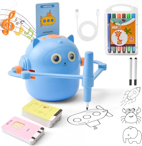 Charmofun Malroboter für Kinder, Mal Roboter mit Stift &100 Karten, Wiederaufladbare Drawing Robot, Zeichenroboter für Kinder Frühförderung, Interaktiver Lernspielzeug für Jung Mächen 3+ Jahren (Blau) von Charmofun