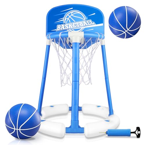 Charmofun Pool Basketballkorb, Pool Basketball Hoop Set, Basketballkorb für Wasser mit 2 Basketbälle und Luftpumpe, Schwimmende Basketballspiele Sommer Wasserspiel für Kinder und Erwachsene von Charmofun