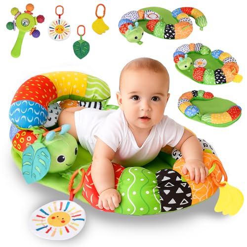 Charmofun Tummy Time Toys Spielkissen, 3 in 1 Bauchlage Spielzeug Baby, Abnehmbar Raupe für Baby, Bauchlage Helfen Sitzen Stützen Babyspielzeug 3 6 9 Monate mit Rassel, Beißring, Spiegel Charmofun Tummy Time Toys Spielkissen, 3 in 1 Bauchlage Spielzeug Baby, Abnehmbar Raupe für Baby, Bauchlage Helfen Sitzen Stützen Babyspielzeug 3 6 9 Monate mit Rassel, Beißring, Spiegel von Charmofun