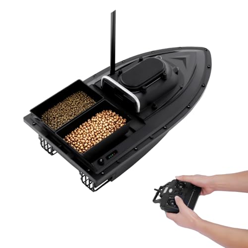 Charocean 500m Ferngesteuert Futterboot Angeln 5200mAh Nachtangeln Fischköder Köderboot mit LED-Navigator-Licht, Fernbedienung Futterboote Bait Boat Ferngesteuertes Köderboot, 2 KG Beladung von Charocean