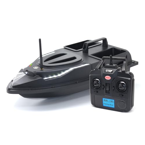 Charocean 500m Ferngesteuert Futterboot Angeln Nachtangeln 5.4km/h Fischköder Köderboot mit LED-Navigator-Licht, Fernbedienung Futterboote Bait Boat Ferngesteuertes Köderboot, 1.5 KG Beladung von Charocean