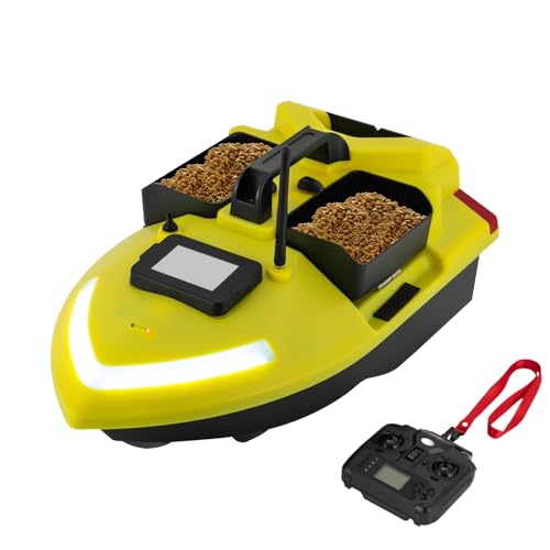 Charocean 500m Futterboot mit GPS, 12000mAh Nachtangeln Fischköder Köderboot mit LED,10km/h, Fernbedienung Futterboote Bait Boat Ferngesteuertes Köderboot, 2 KG Beladung von Charocean