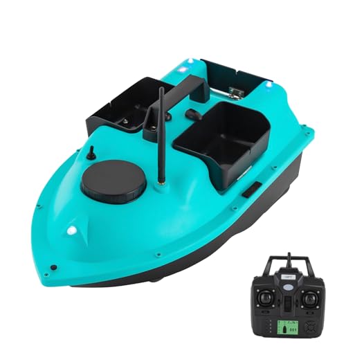Charocean 500m Futterboot mit GPS 10400mAh Nachtangeln Fischköder Köderboot mit LED-Navigator-Licht, Fernbedienung Futterboote Bait Boat Ferngesteuertes Köderboot, 2 KG Beladung (Blau) von Charocean