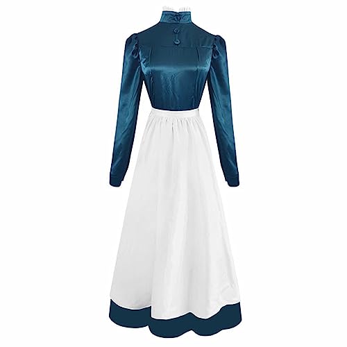 Charous Anime Howl's Moving Castle Cosplay Sophie Hatter Kostüm,Elegantes langes blaues Kleid für Cosplay verwendet von Charous