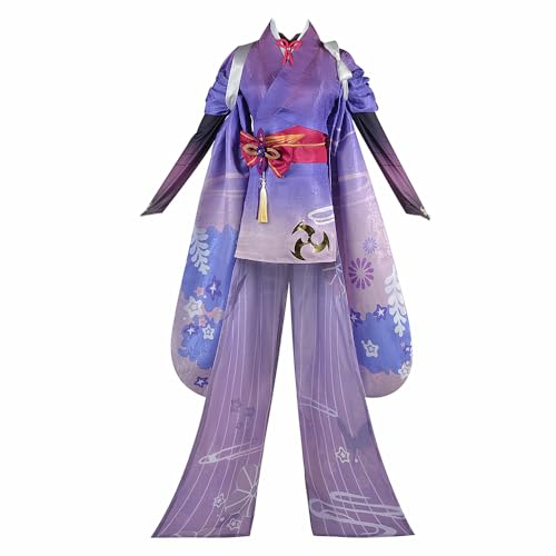 Charous Game Genshin Impact Cosplay Raiden Shogun Kostüm, süßes Lolita-Kimono-Kleider-Set für Anime, Manga, Cosplay von Charous