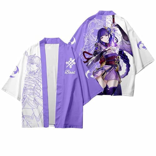Charous Genshin Impact Cosplay Raiden Shogun Kimono Haori, Unisex-Umhang Für Spiel Cosplay Oder Festivalgeschenk,Violett,XL Charous Genshin Impact Cosplay Raiden Shogun Kimono Haori, Unisex-Umhang Für Spiel Cosplay Oder Festivalgeschenk,Violett,XL von Charous