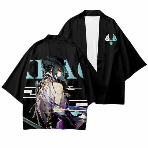 Charous Genshin Impact Cosplay Xiao Kimono Haori, Unisex-Umhang Für Spiele Cosplay Oder Festival-Geschenk,Schwarz,XS Charous Genshin Impact Cosplay Xiao Kimono Haori, Unisex-Umhang Für Spiele Cosplay Oder Festival-Geschenk,Schwarz,XS von Charous