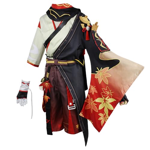Charous Spiel Genshin Impact Cosplay Kaedehara Kazuha Kostüm,Unisex Valiant Uniform Anzug Für Spiel Ausführen Cosplay von Charous