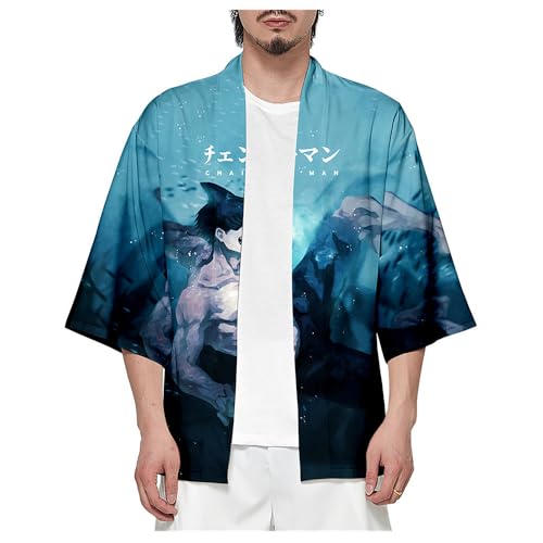 Kimono-Haori mit Anime-Manga-Kettensäge, lässiger 3D-Druck, Umhang für Kettensägen-Fans, Cosplay oder Geschenk von Charous