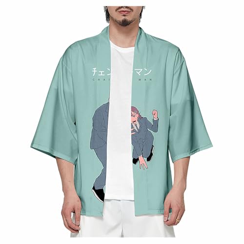 Kimono-Haori mit Anime-Manga-Kettensäge, lässiger 3D-Druck, Umhang für Kettensägen-Fans, Cosplay oder Geschenk von Charous