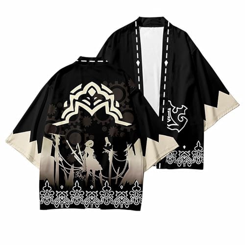 NieR:Automata Cosplay YoRHa Nr. 2 Typ B Kimono Haori, 2024 Unisex Umhang für Spiel 2B Cosplay oder Festival Geschenk von Charous