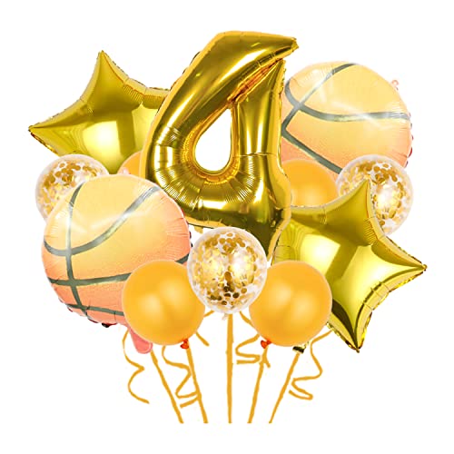 12 Stück Basketball-Themen-Luftballons, Basketball-Themen-Dekorationen, Gold-Konfetti-Ballon, Folien-Ballon, Stern-Ballon für Basketball, Sport, Thema, 4. Geburtstag, Partyzubehör, Gold, Nummer 4 12 Stück Basketball-Themen-Luftballons, Basketball-Themen-Dekorationen, Gold-Konfetti-Ballon, Folien-Ballon, Stern-Ballon für Basketball, Sport, Thema, 4. Geburtstag, Partyzubehör, Gold, Nummer 4 von Chaungfu