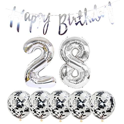 2 Luftballons Zahl 28 silber+5 Konfetti Luftballons+silber banner Folienballon 28.Geburtstags deko Männer frauen 28 Jahr Geburtstags deko Zahlenballon 28 Luftballons 28 Geburtstags Mann frau 2 Luftballons Zahl 28 silber+5 Konfetti Luftballons+silber banner Folienballon 28.Geburtstags deko Männer frauen 28 Jahr Geburtstags deko Zahlenballon 28 Luftballons 28 Geburtstags Mann frau von Chaungfu