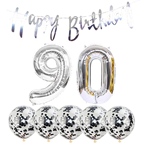 2 Luftballons Zahl 90 silber+5 Konfetti Luftballons+silber banner Folienballon 90.Geburtstags deko Männer frauen 90 Jahr Geburtstags deko Zahlenballon Luftballons 90 Geburtstags Mann frau 2 Luftballons Zahl 90 silber+5 Konfetti Luftballons+silber banner Folienballon 90.Geburtstags deko Männer frauen 90 Jahr Geburtstags deko Zahlenballon Luftballons 90 Geburtstags Mann frau von Sudsty