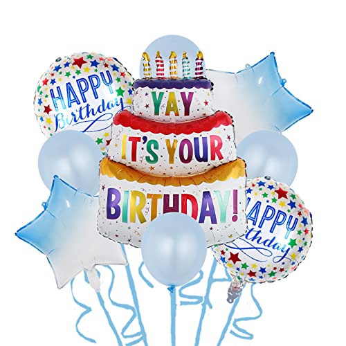 9 Stück bunte Kuchen Folienballons Set, 40 Zoll Geburtstagskuchen Folie Metallic-Ballon für Party Supplies Baby Dusche Dekorationen, große Mylar Folie Kuchen Ballon für Geburtstag Party Dekoration von Chaungfu