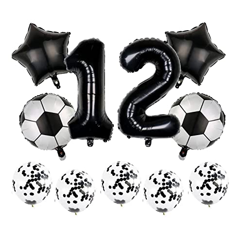 Fußball Luftballons Set 12. Geburtstagsdeko 32'' Luftballons Zahl 11 Folienballon Fussball FolienBallon, Stern Ballon, Konfetti Ballon für Fußball Themenfeier Fußball Luftballons Set 12. Geburtstagsdeko 32'' Luftballons Zahl 11 Folienballon Fussball FolienBallon, Stern Ballon, Konfetti Ballon für Fußball Themenfeier von Chaungfu