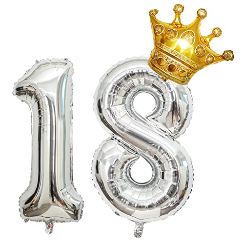 Krone 81,3 cm große Happy Birthday Zahl Folienballon Geburtstag Party Dekorationen Supplies 18. Geburtstag Luftballons Party Dekorationen Silber Zahl Ballon 18 mit Mini-Krone Krone 81,3 cm große Happy Birthday Zahl Folienballon Geburtstag Party Dekorationen Supplies 18. Geburtstag Luftballons Party Dekorationen Silber Zahl Ballon 18 mit Mini-Krone von Chaungfu
