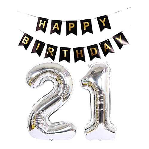 Luftballon 21. Geburtstag Silber, Geburtstagsdeko 21 Jahr, Ballon 21. Geburtstag, Riesen Folienballon Zahl 21, Happy Birthday Folienballon 21, Happy Birthday Banner für Mädchen und Jungen,XXL Luftballon 21. Geburtstag Silber, Geburtstagsdeko 21 Jahr, Ballon 21. Geburtstag, Riesen Folienballon Zahl 21, Happy Birthday Folienballon 21, Happy Birthday Banner für Mädchen und Jungen,XXL von Chaungfu