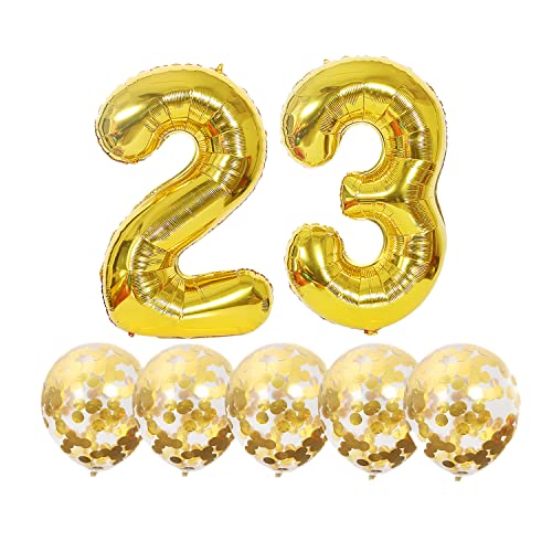 Luftballons 23. Geburtstag Gold Luftballon Zahlen Number 23 Folienballon, Deko 23 Geburtstag Mädchen, Riesenzahl Zahlenballon 40 inch für Geburtstag, Jubiläum,Hochzeit Party Dekoration von Chaungfu