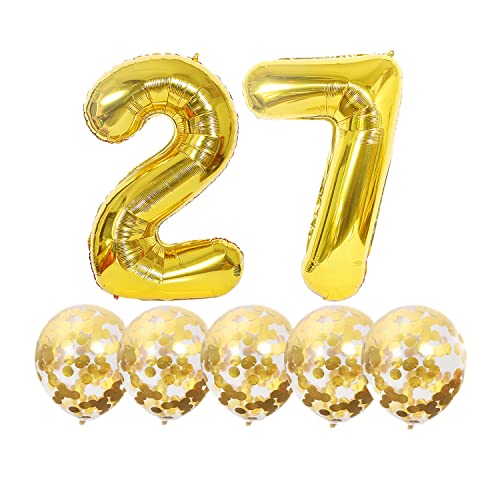 Luftballons 27. Geburtstag Gold Luftballon Zahlen Number 27 Folienballon, Deko 27 Geburtstag Mädchen, Riesenzahl Zahlenballon 40 inch für Geburtstag, Jubiläum,Hochzeit Party Dekoration von Chaungfu