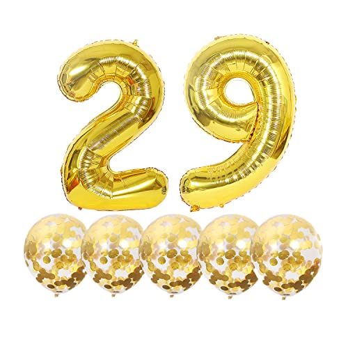 Luftballons 29. Geburtstag Gold Luftballon Zahlen Number 29 Folienballon, Deko 29 Geburtstag Mädchen, Riesenzahl Zahlenballon 40 inch für Geburtstag, Jubiläum,Hochzeit Party Dekoration von Chaungfu